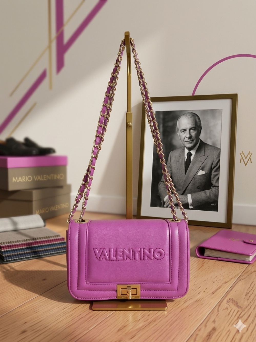 Valentino by Mario Valentino Beatriz Embossed Leather Shoulder Bag